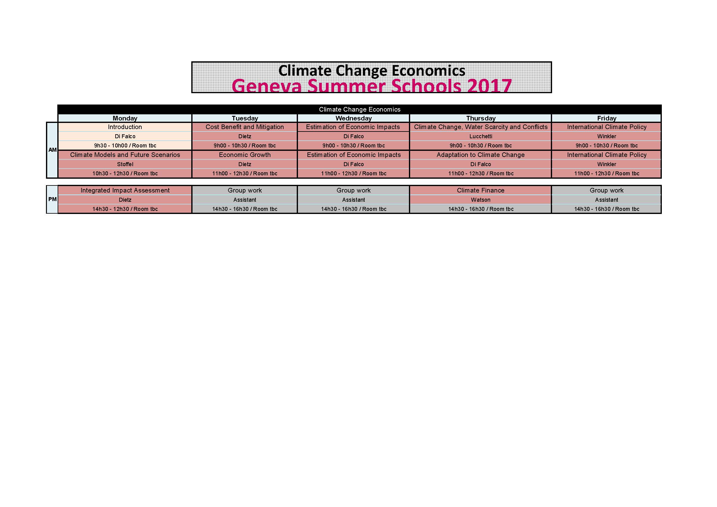 2017 Schedule Climate