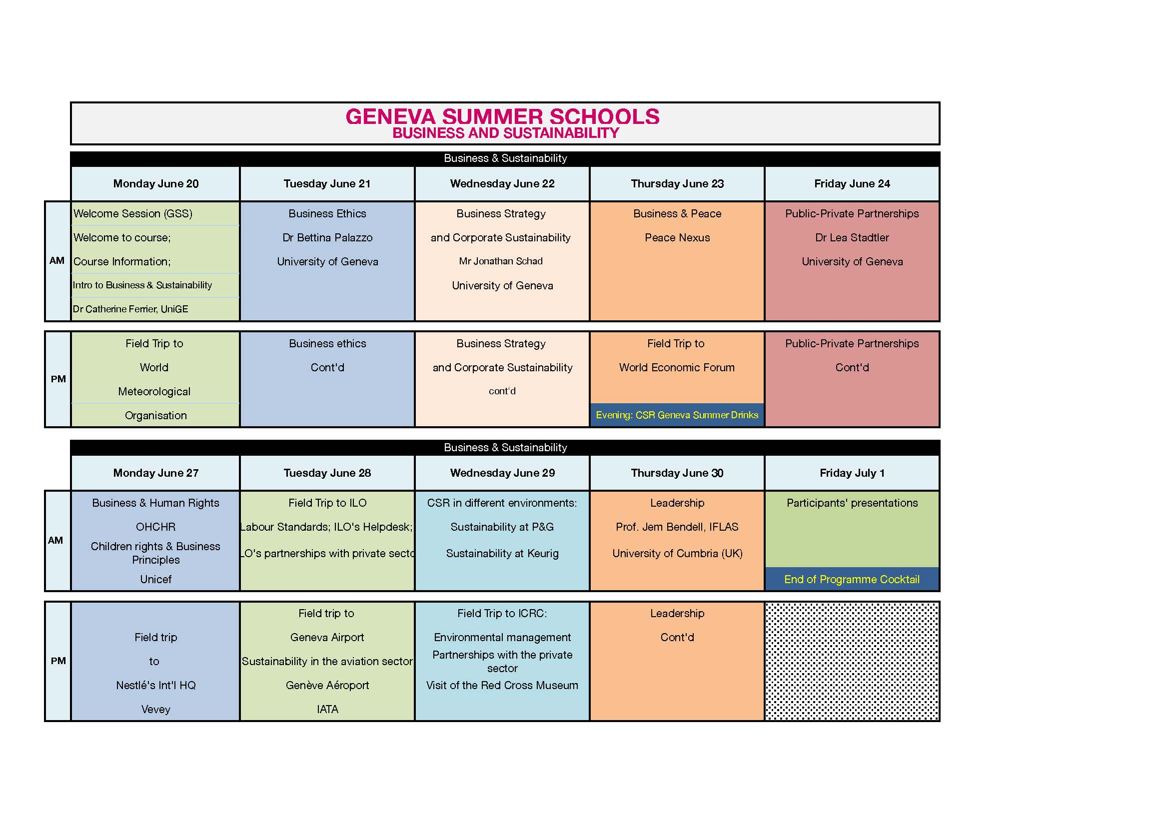 2016 Schedule Business