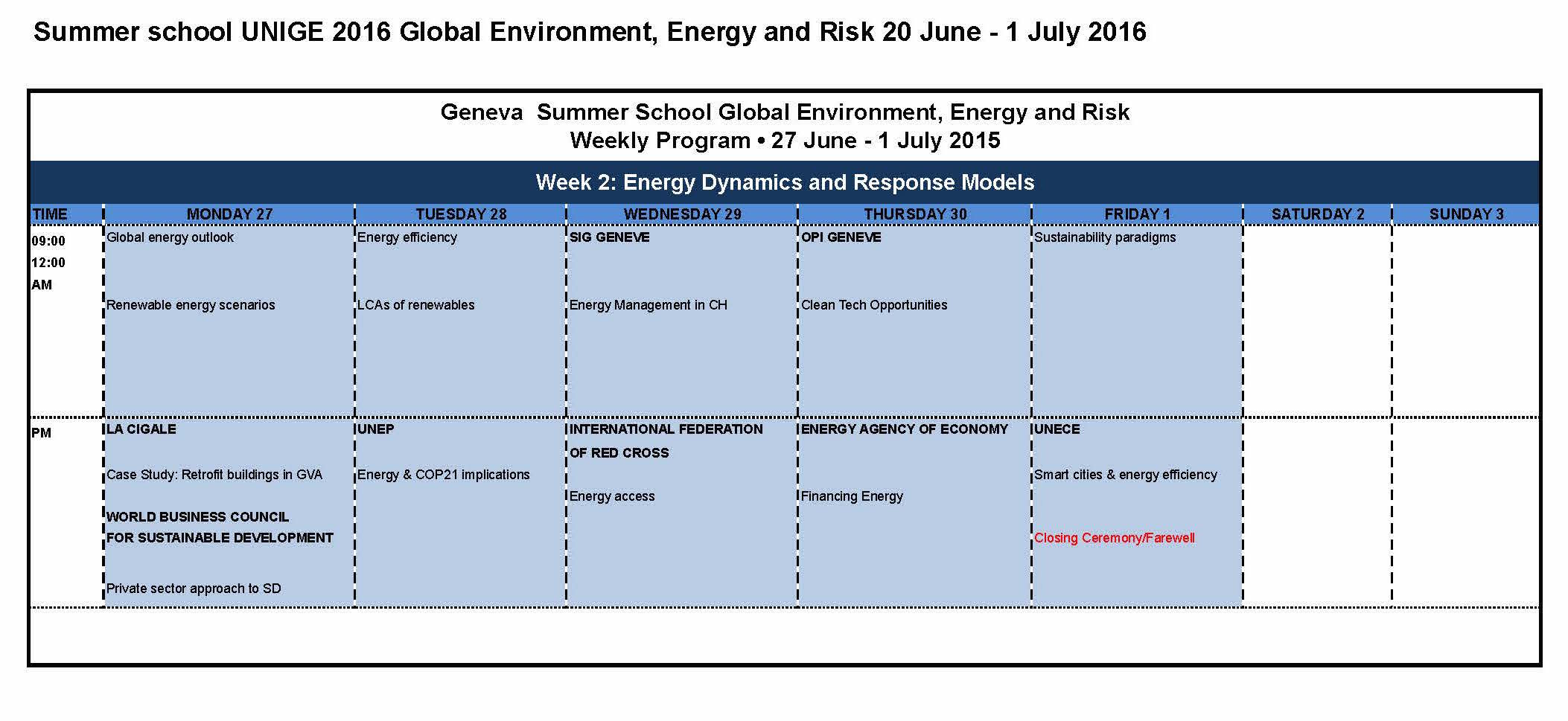 2016 Schedule Environment 2