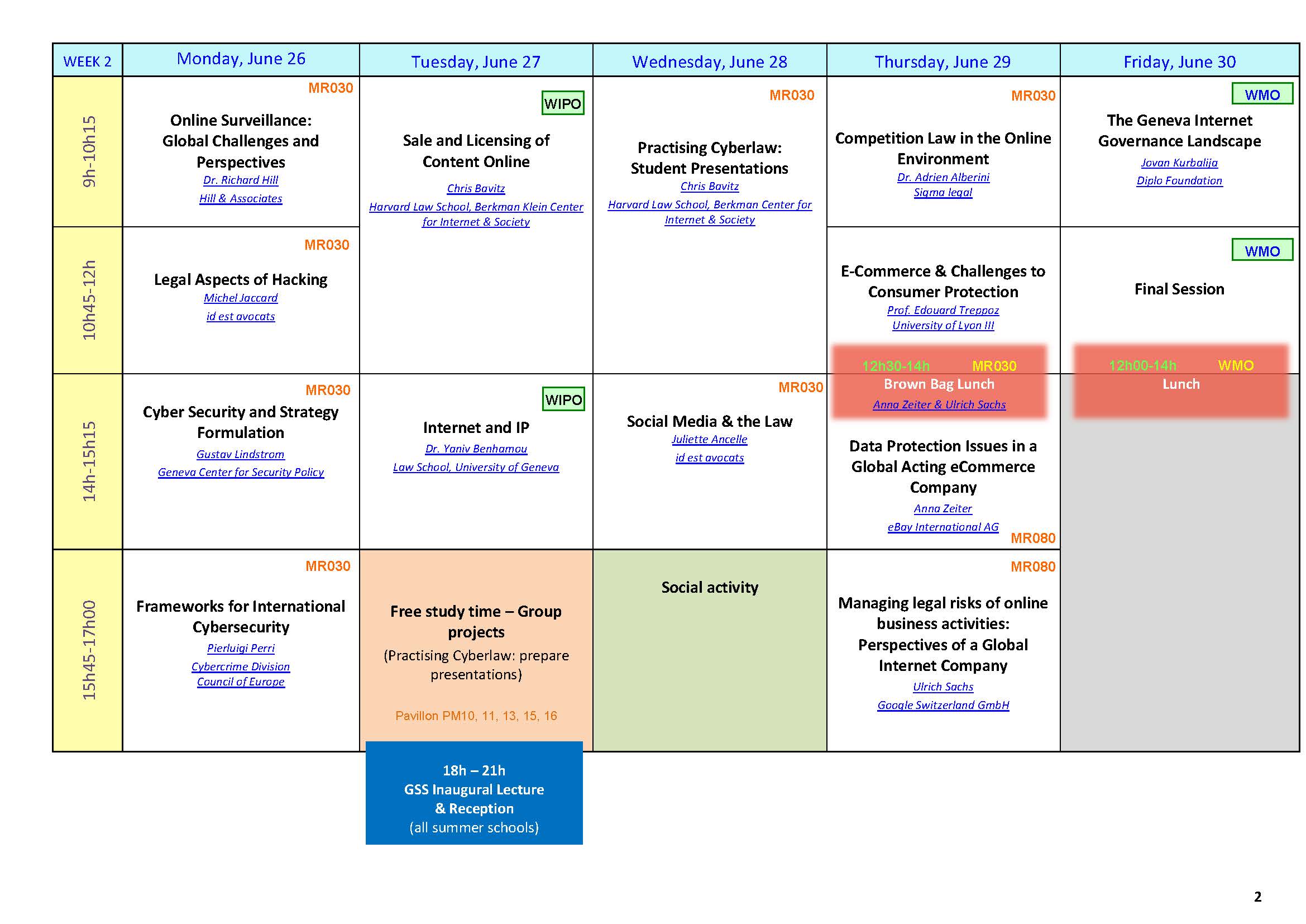 2017 Schedule Internet 2
